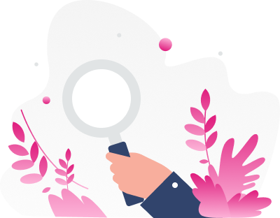 Hand with magnifying glass