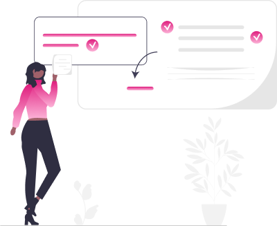 A woman is checking documents